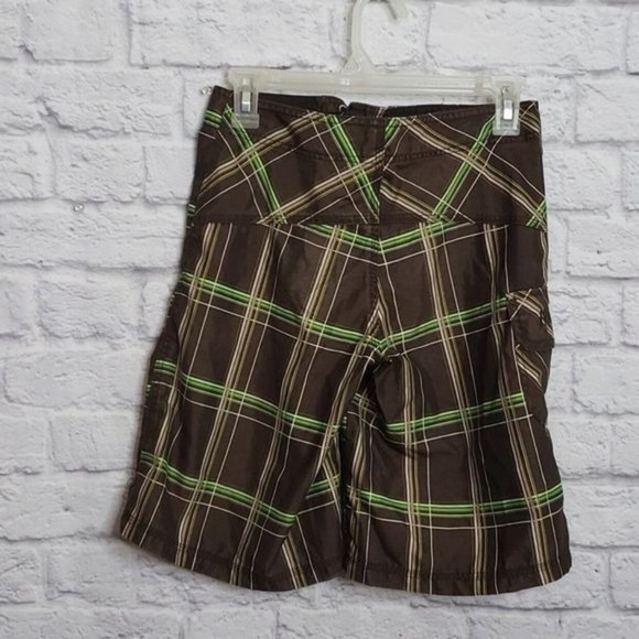 Boys Hurley Board Shorts Brown Green Plaid Size 12 - Picture 4 of 5